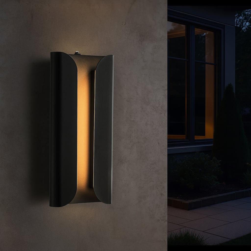 Matte Black Integrated LED Wall Sconce with Acrylic Shade Modern with Dusk to Dawn Sensor for Porch Garage（2 Pack) - W7''
