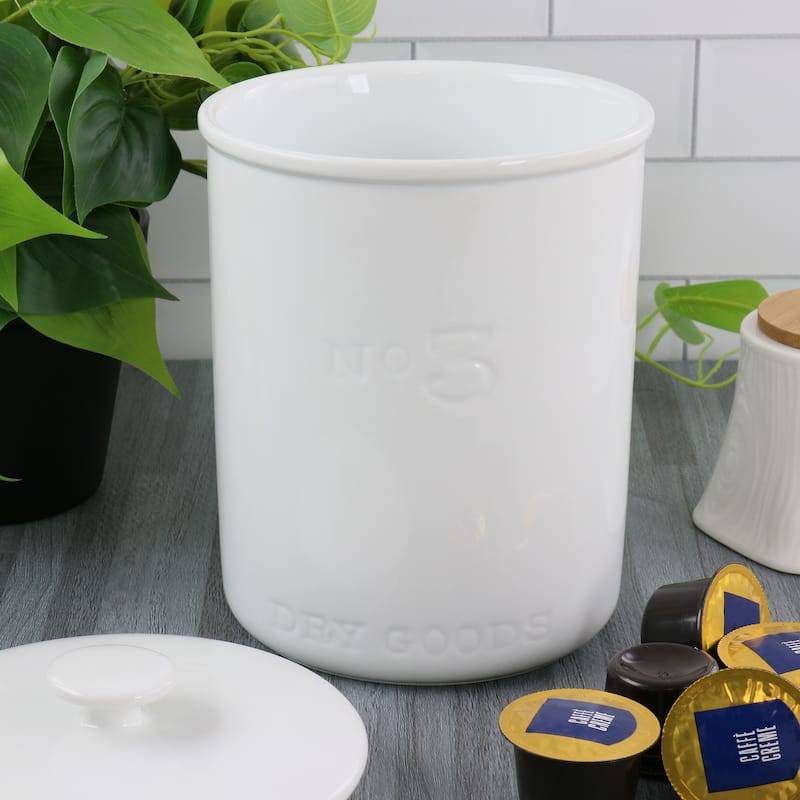 68 Ounce Porcelain Dry Goods Canister With Air Tight Lid in White