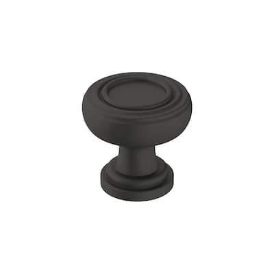 Ville 1-1/8 in (29 mm) Diameter Matte Black Cabinet Knob - 1.125