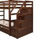 preview thumbnail 5 of 7, Twin-Over-Twin Wood Bunk Bed with Twin Size Trundle and 3 Storage Stairs, Walnut