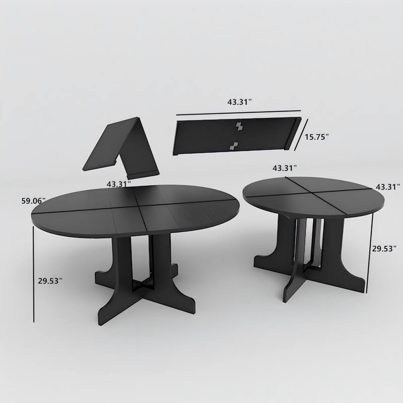 Dining Table for Farmhouse Kitchen Expandable Oval Table Top with Removable Leaf Trestle X Shaped Base