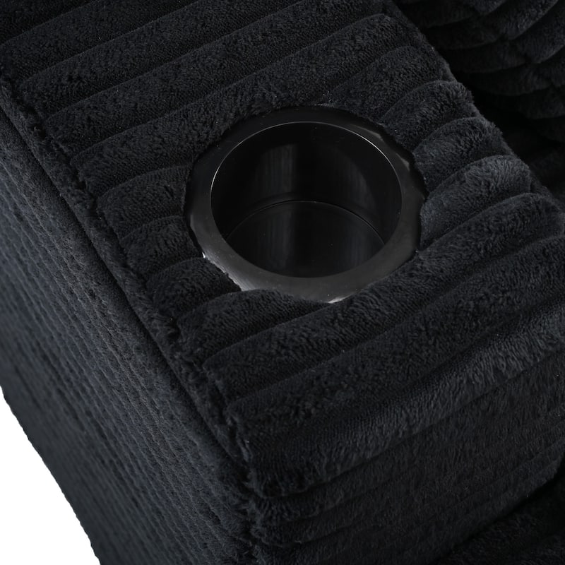 86.5" Corduroy Chaise Lounge Sofa Bed with USB Ports, Cup Holders and 8" Thick Cushions