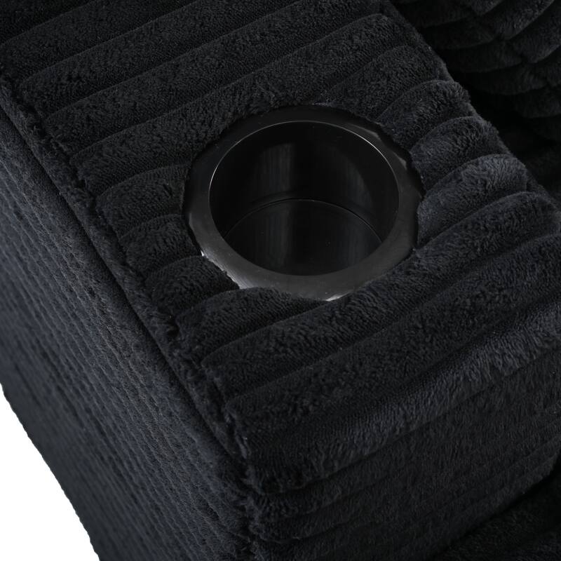 86.5" Corduroy Chaise Lounge Sofa with 2 USB Ports, Cup Holders, and 550lb Capacity