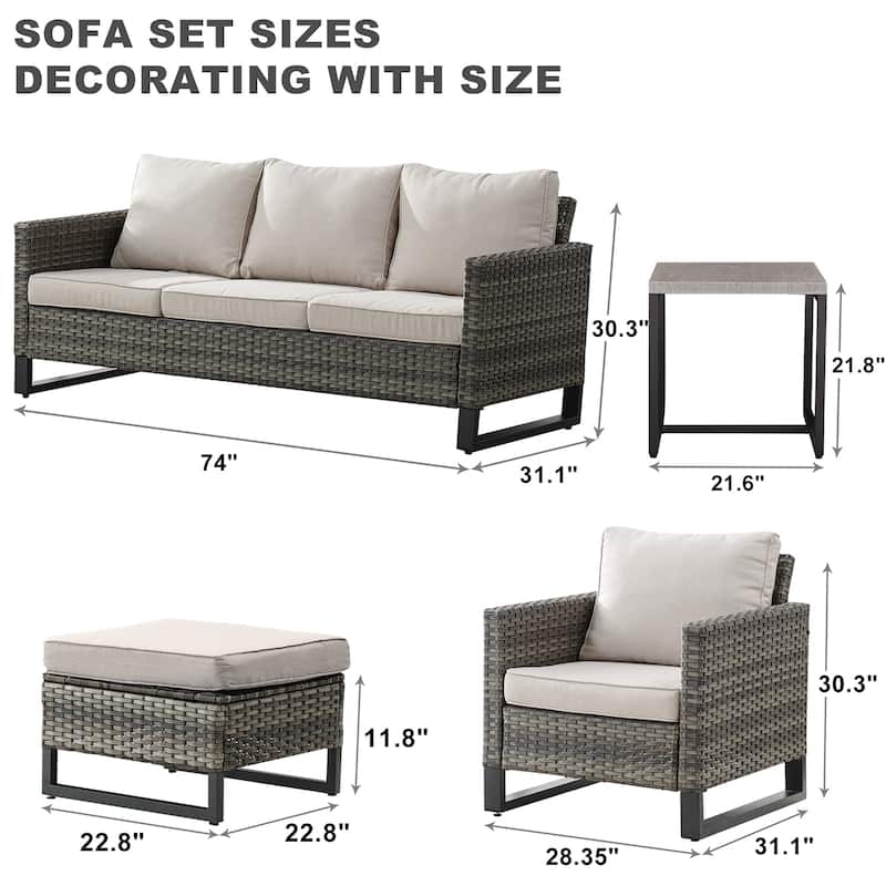 6 Piece 3-Seat Sofa Chair Table Set