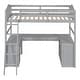preview thumbnail 11 of 23, Twin Size Wooden Loft Bed with Desk, 2 Drawers, Cabinet, 4 Shelves, Full-Length Guardrail