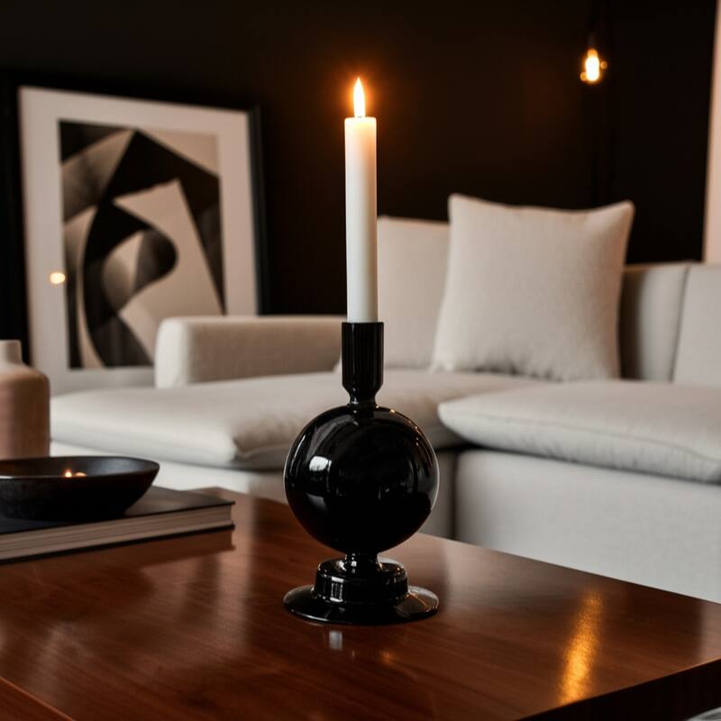 Glass Modern Bubble Taper Candle Holder