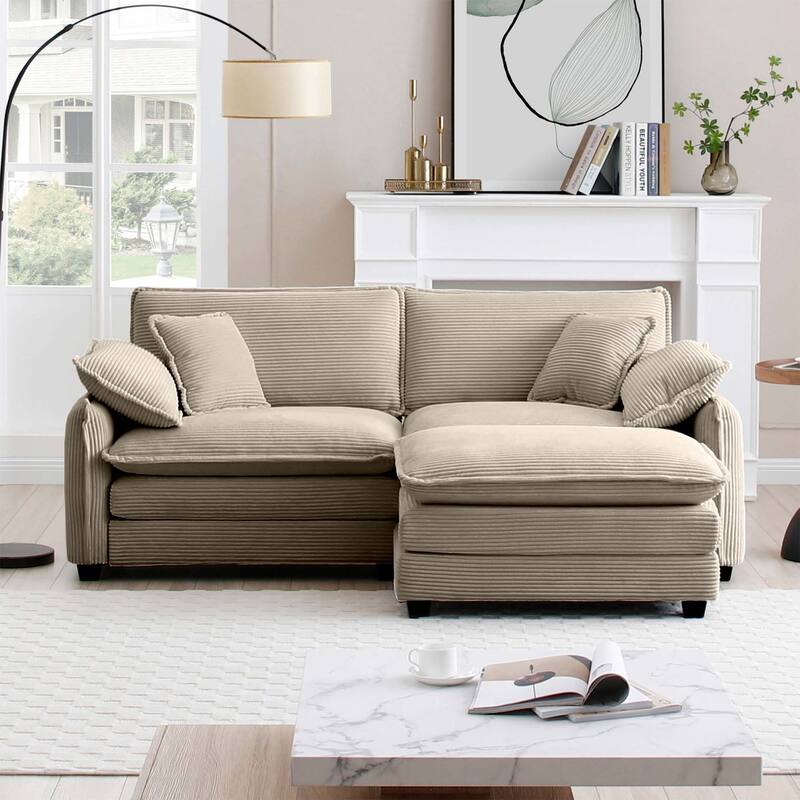 Corduroy Modular Flexible Combinations Sofa Set with Ottoman