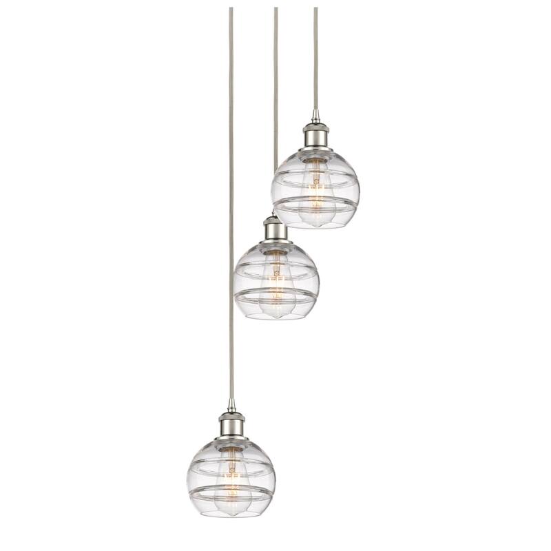 Innovations Lighting 113B-3P-24-12 Rochester Pendant Rochester 3 Light - Polished Nickel / Clear