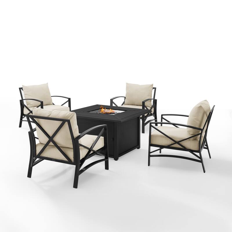 Crosley Kaplan 5Pc Outdoor Chair Set W/ Fire Table - 140 "W x 140 "H x 32 "D