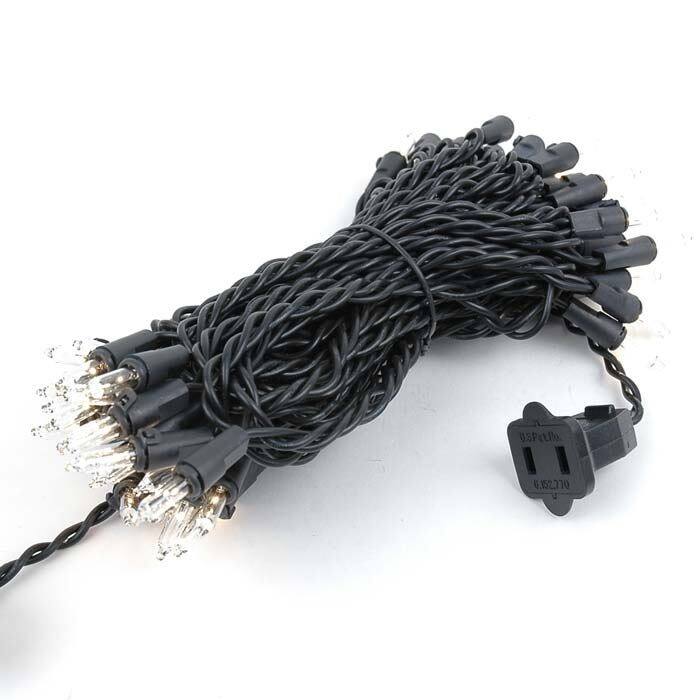 50 Light Christmas Mini Light Set, 25' Long - Black