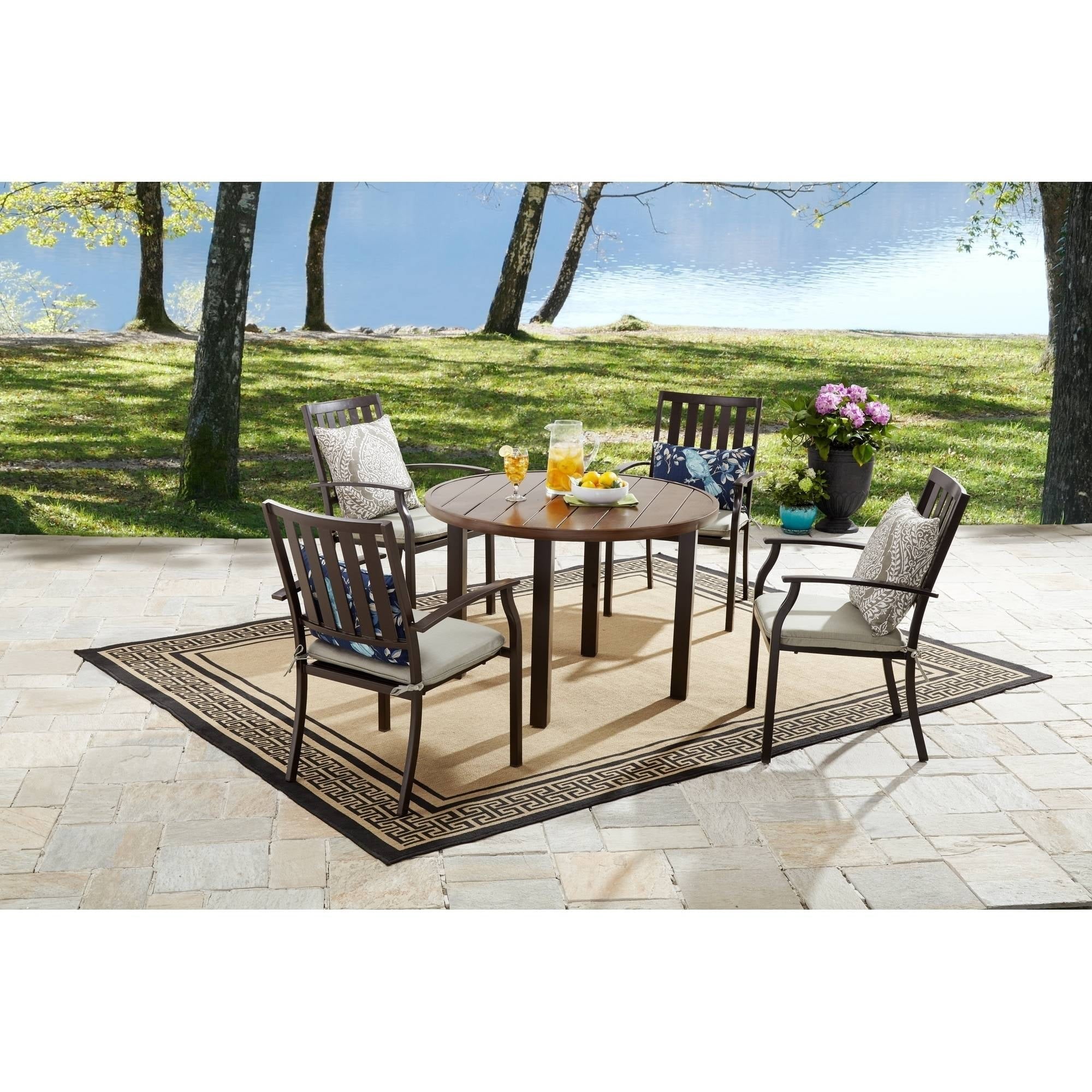Better homes and gardens camrose farmhouse outdoor clearance steel slat round table