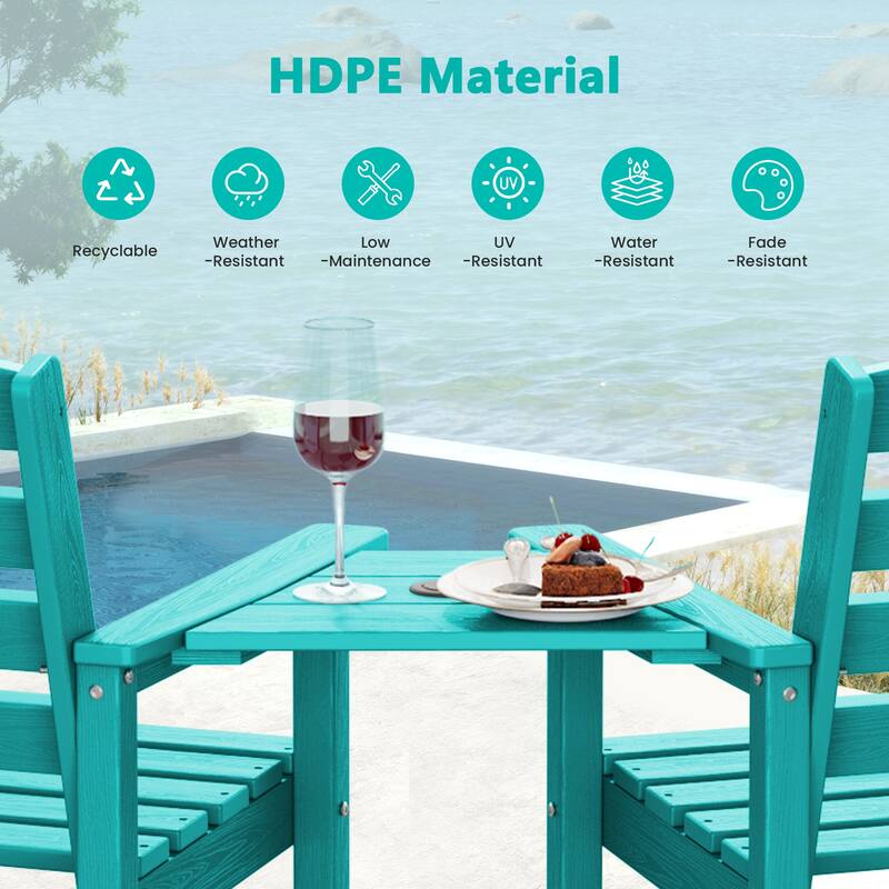 HDPE 2-Piece High Bar Stool Set with Umbrella-Compatible Connecting Panel