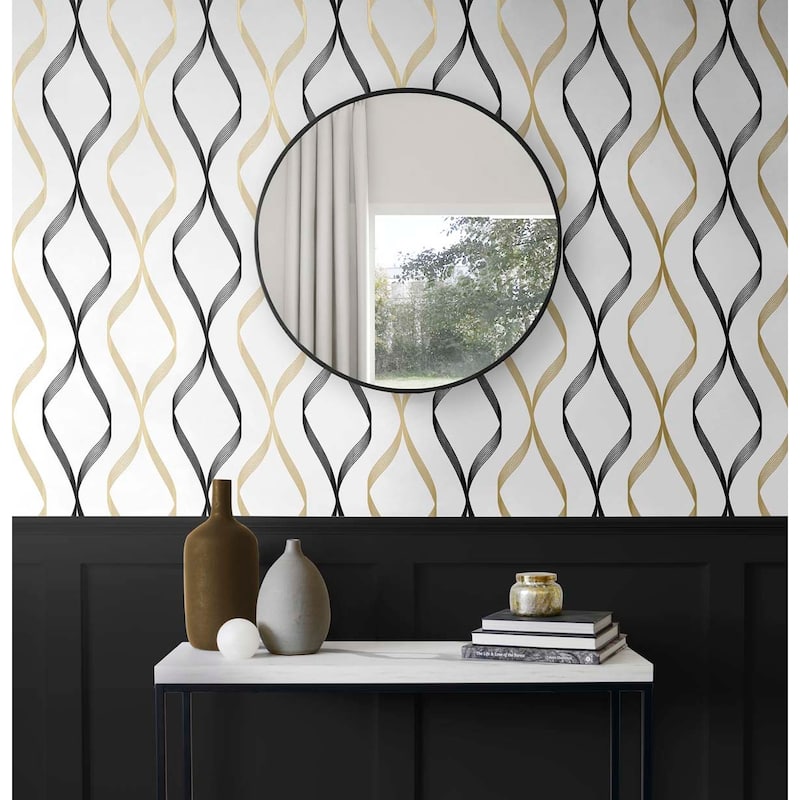 NextWall Ogee Ribbon Peel and Stick Wallpaper