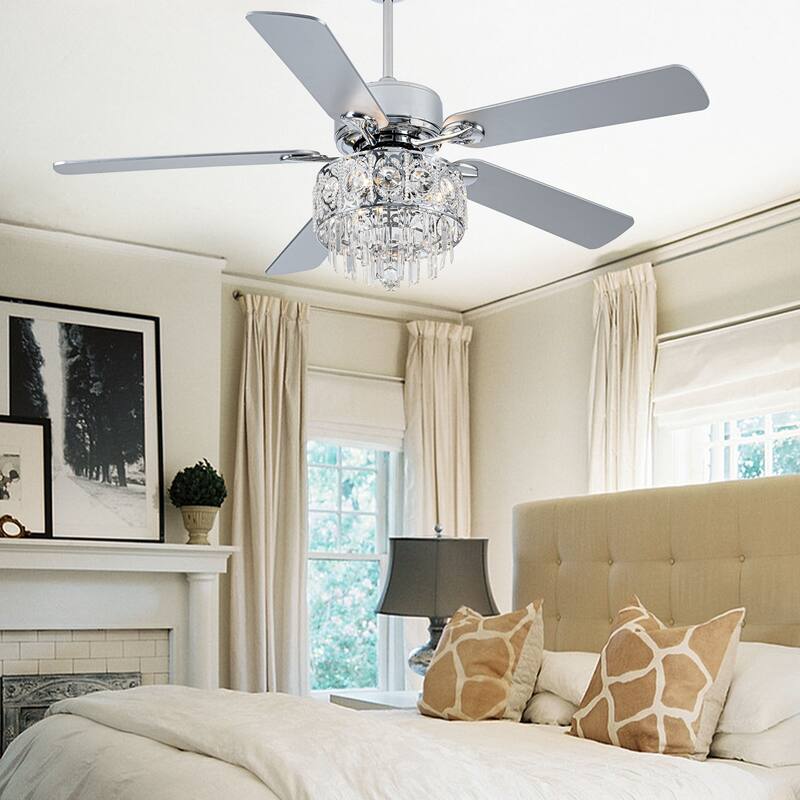 Bella Depot 52" Crystal Ceiling Fan with Reversible Blades, Remote Control and Light Kit