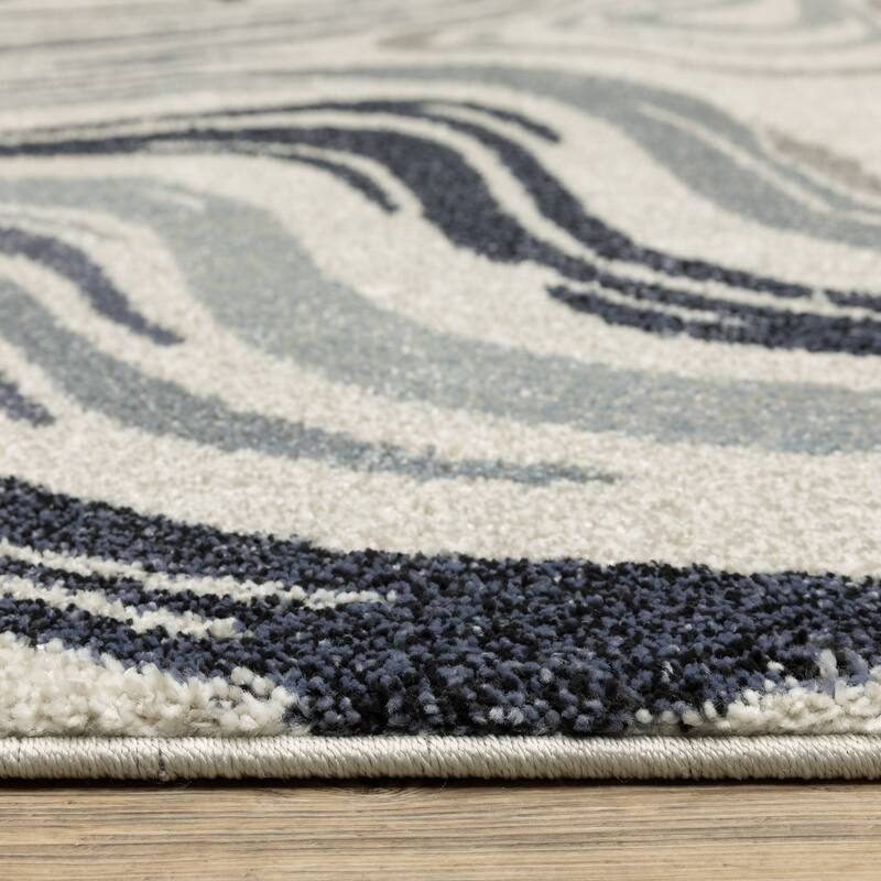 ROW Gemma Contemporary Swirls Blue/Grey Area Rug
