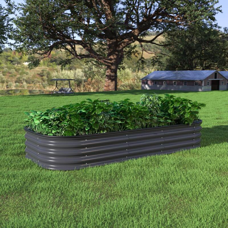 VEIKOUS 11.2" High Modular Metal Raised Garden Bed Kit, Customizable Outdoor Planter Box for Vegetables & Flowers
