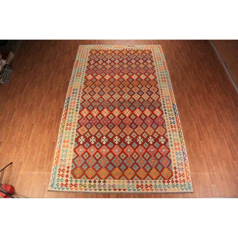 Kilim Oriental Large Rug Hand-Woven Bedroom Wool Carpet - 10'0"x 16'3"