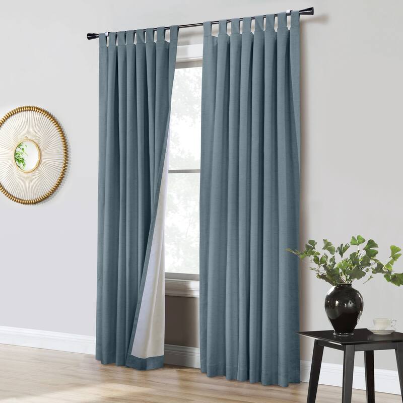 ThermaPlus Ventura Total Blackout Foamback Tab Top Curtain Panel Pair - 52" x 95" - Blue