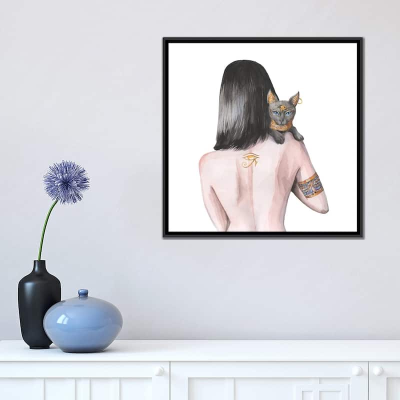 iCanvas "Egyptian Goddess Nefertiti And The Cat Bastet" by Yana Anikina Framed Canvas Print