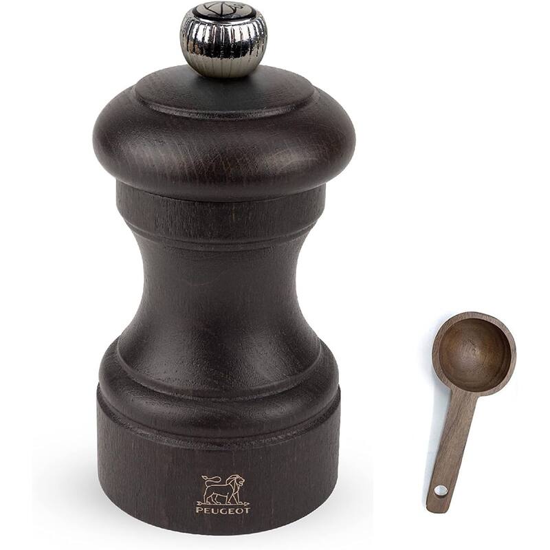 Peugeot Bistro 4-Inch Pepper Mill Gift Set, Chocolate - With Scoop - Black - 2 Piece