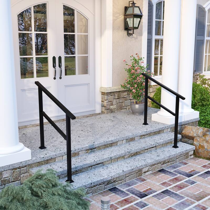 Wrought Iron Handrail 4-5Step Durable Stair Railing Indoor Outdoor Use - 40.2"