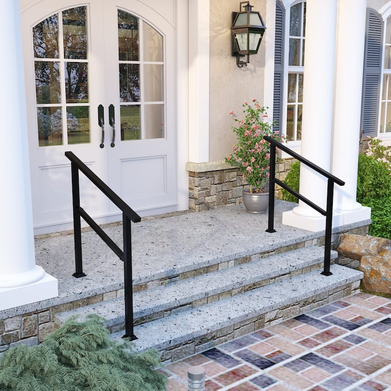 Wrought Iron Stair Handrail WeatherResistant Railing Home Garden Porch - 40.2"