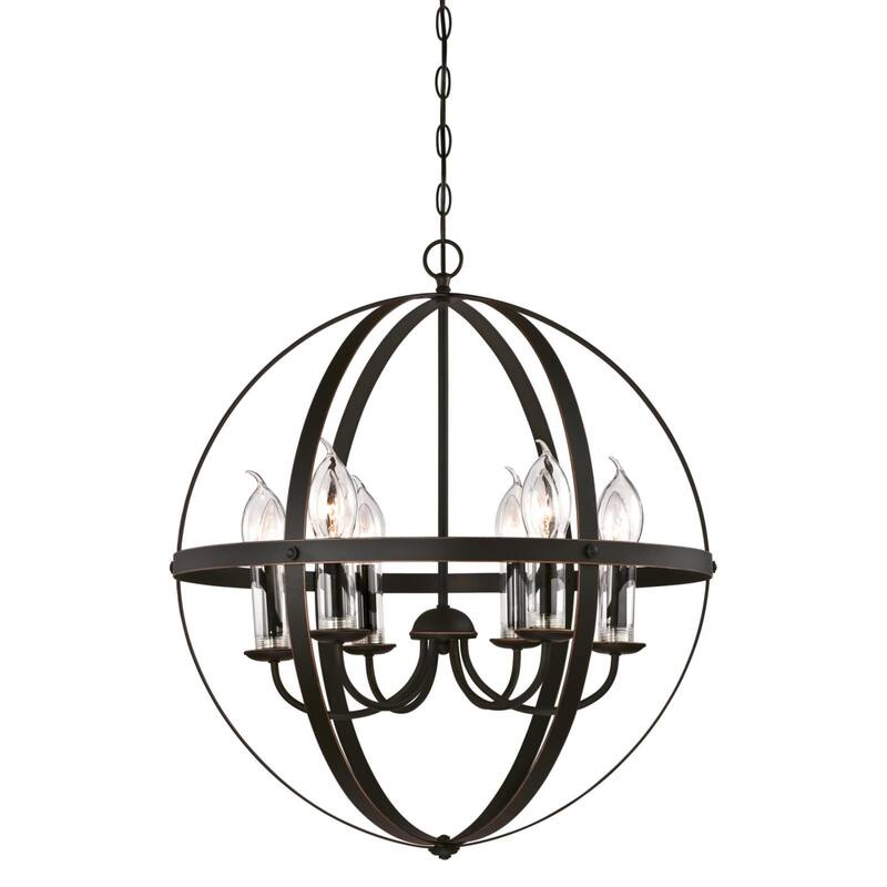 Westinghouse Stella Mira Outdoor Chandelier, Clear Glass Candle Covers - 6-Light