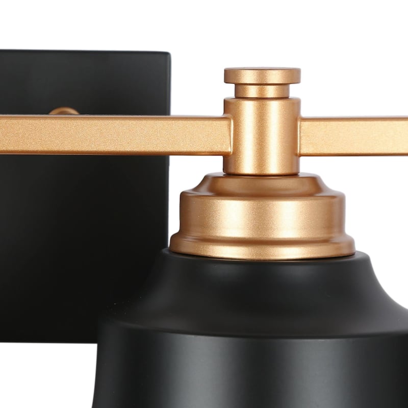 Mid-Century Modern 4-Light Bathroom Vanity Light Black Gold Wall Sconce - L 30"* W 7.5"* H 7"