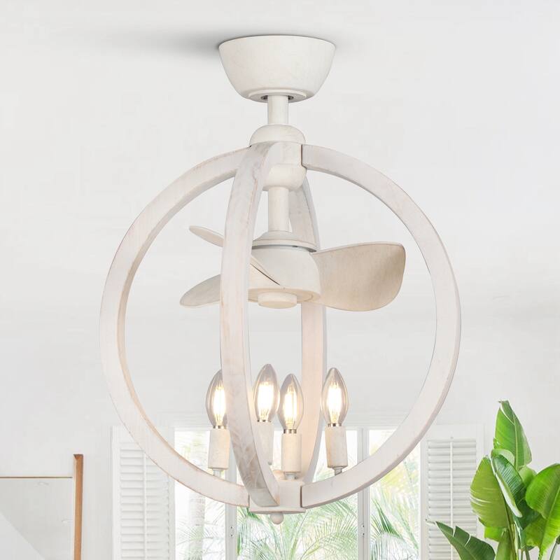 18-in White Modern Bladeless LED Fandelier Ceiling Fan with Downrod and Remote