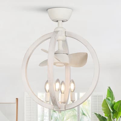18-in White Modern Bladeless LED Fandelier Ceiling Fan with Downrod and Remote