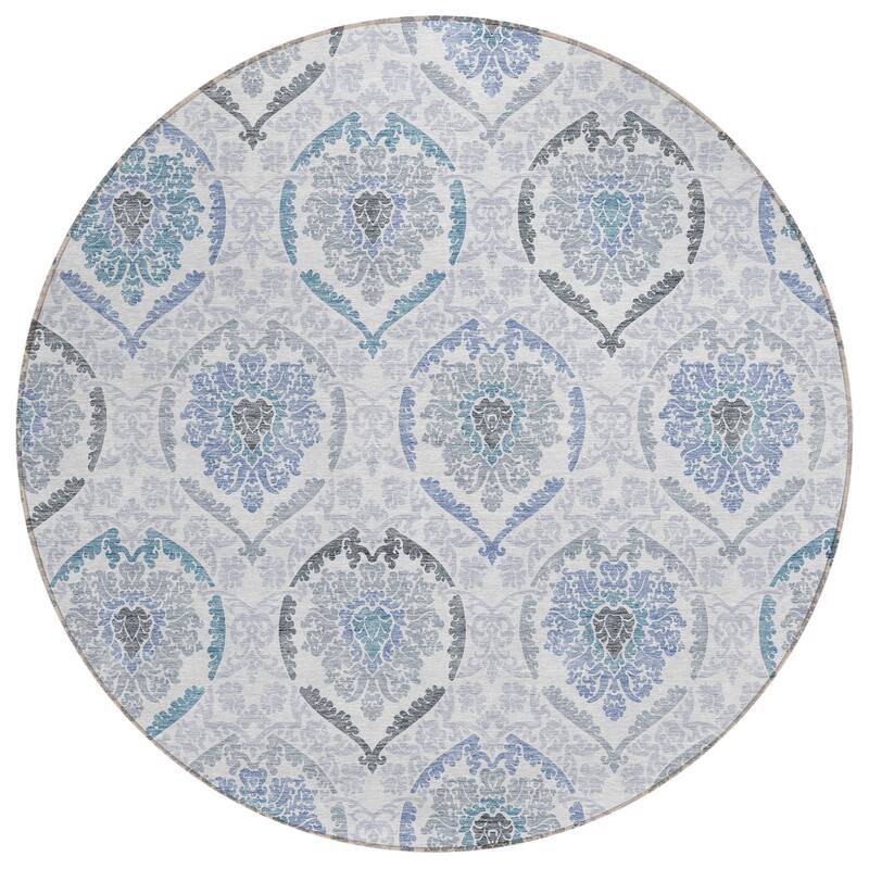 Machine Washable Indoor/ Outdoor Chantille Traditional Damask Rug
