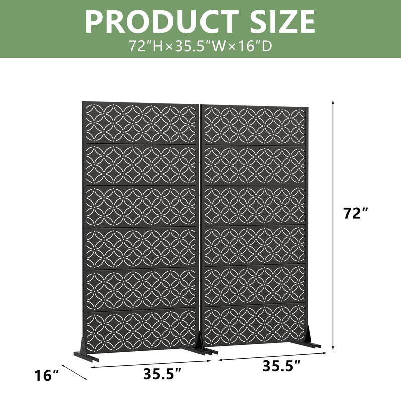 Privacy Metal Screen Fence Panel Horizontal Stripe Pattern Set of 2