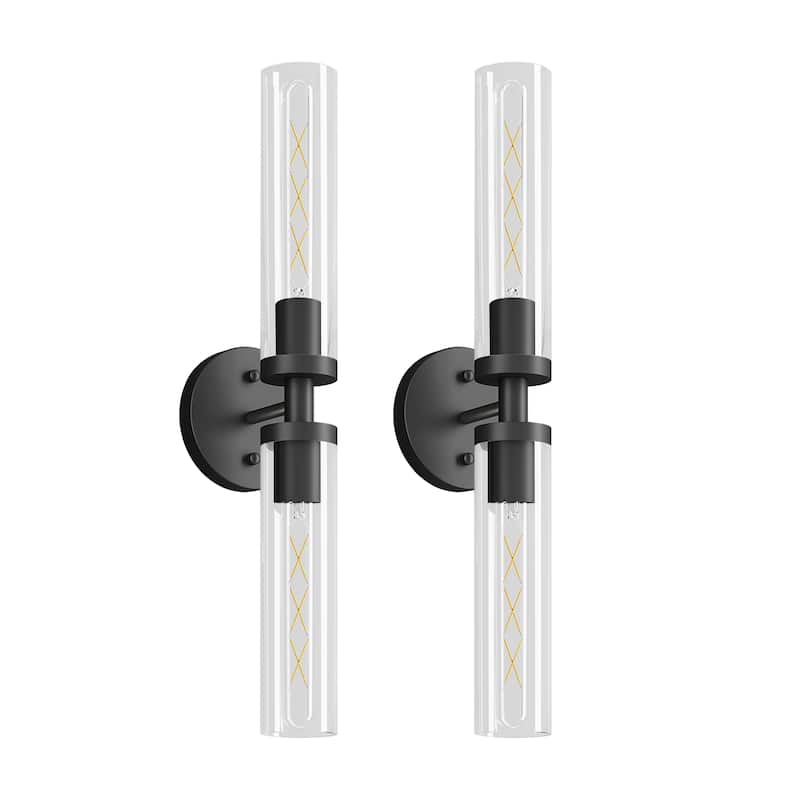 Glass Tube Wall Sconce with Vertical Hanging Design - Type 1 - black