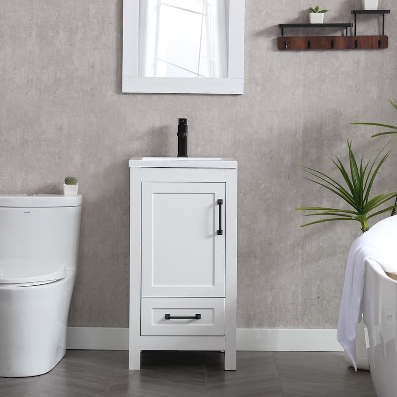 Bathroom Vanity Set W/Drop in Sink Faucet Cabinet Combo - 18 in W ceramics sink - White