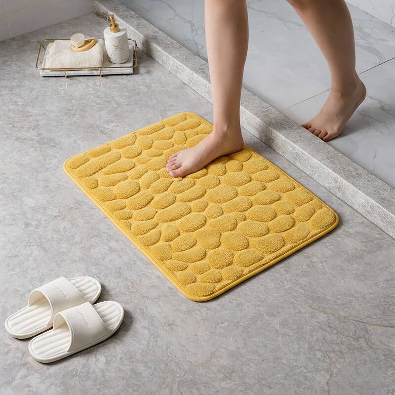 Memory Foam Bath Mat Pebble Design 32x20 - Mustard Yellow