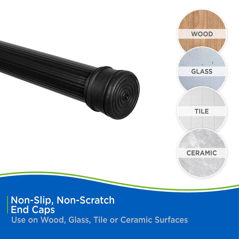 Kenney Twist & Fit No Tools Spring Tension Shower Curtain Rod, 36-63"