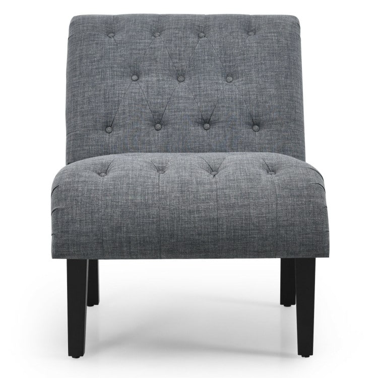 Upholstered Tufted Lounge Chair with Wood Leg - 38.5" x 27.5" x 33" (L x W x H)