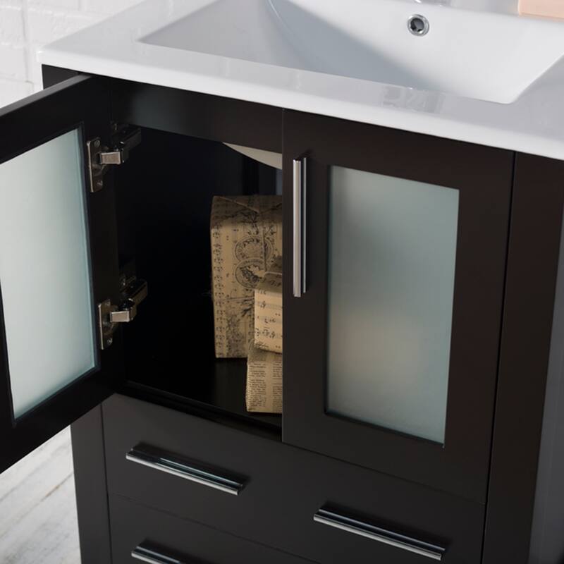 Blossom Solid Wood Double Bathroom Vanity w/ Ceramic Sink & Base