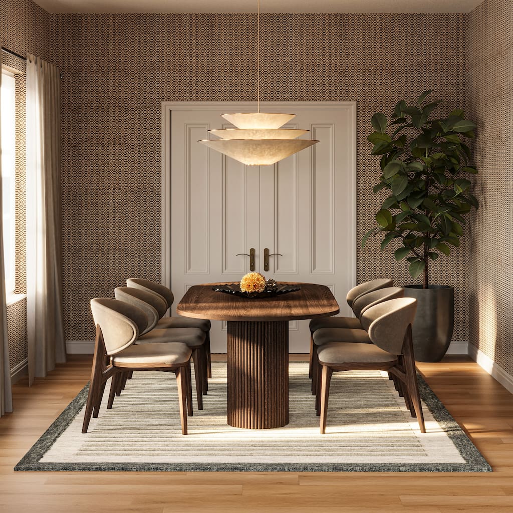 Carmeon Hamilton Caly Modern Bordered Wool Rug