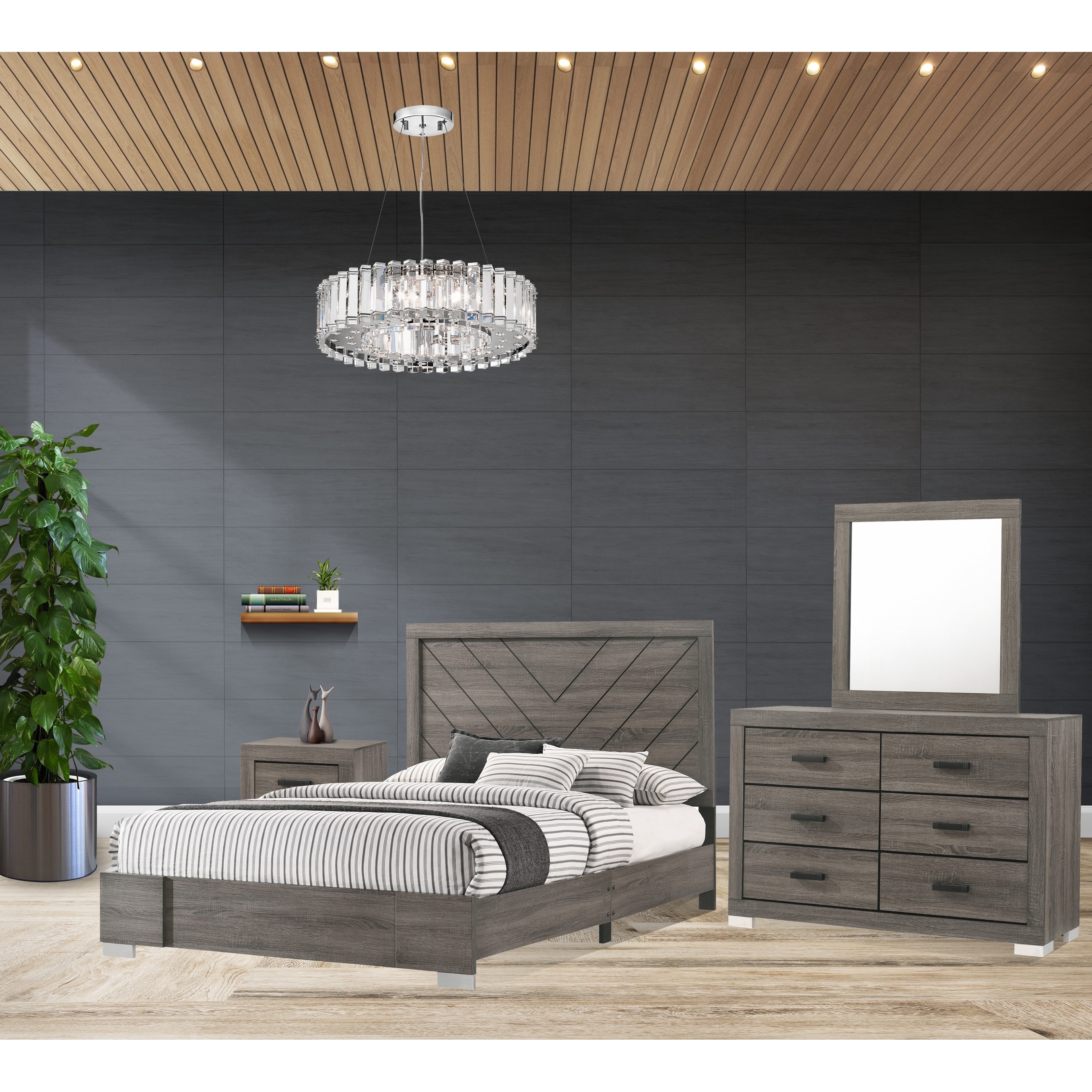Edmond 4-Piece Bedroom Set – Bed with Dresser, Mirror and Nightstand