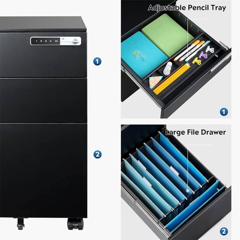 3-Drawer Mobile File Cabinet