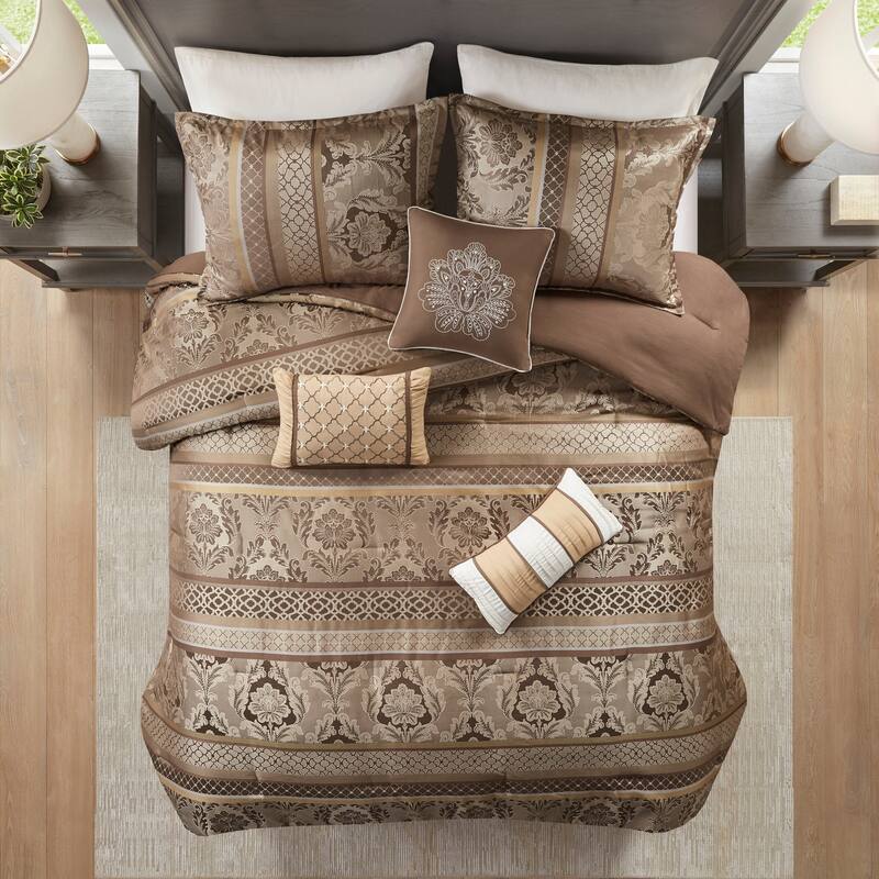 GDF Studio - Jacquard Comforter Set with Decorative Pillows