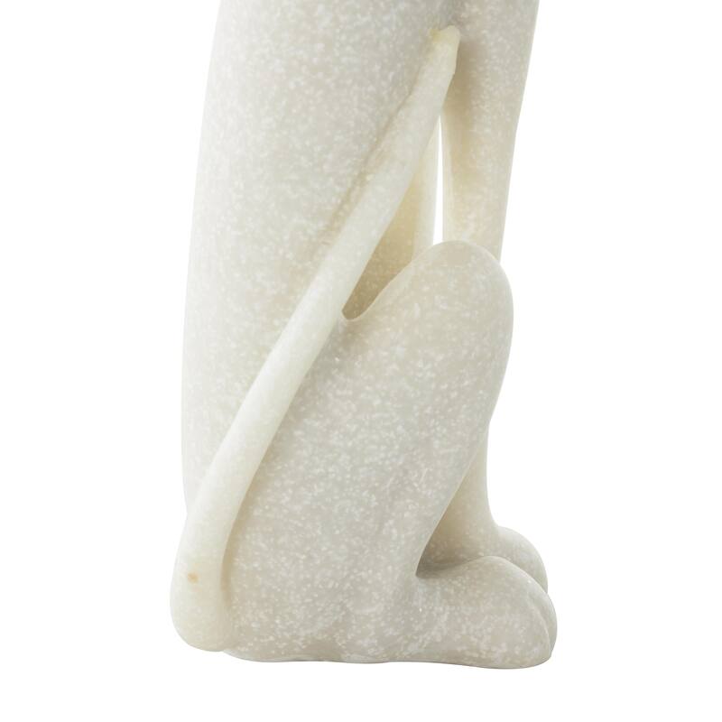Polystone Dog Sitting Decorative Sculpture with Gold Collar - Cream - Roche River Decor