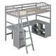 preview thumbnail 14 of 23, Twin Size Wooden Loft Bed with Desk, 2 Drawers, Cabinet, 4 Shelves, Full-Length Guardrail