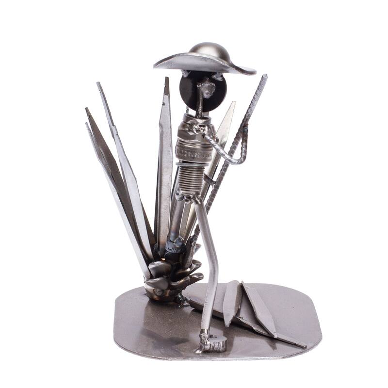 Novica Handmade Agave Harvester Upcycled Metal Sculpture Bed Bath