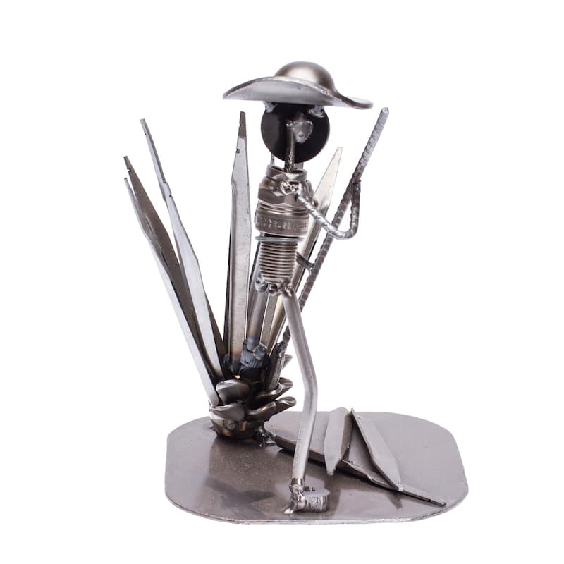 Novica Handmade Agave Harvester Upcycled Metal Sculpture