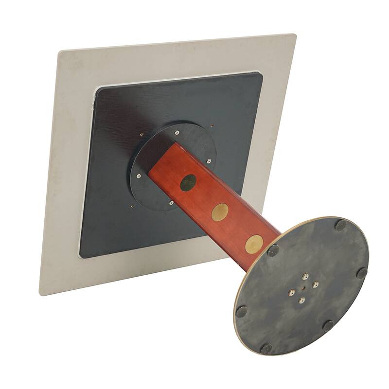 33" Retro Square Glass & Sintered Stone Tabletop Dining Table with Solid Wood Pedestal