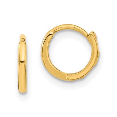 Curata 14k Yellow Gold Girls Polished Hinged Hoop Earrings 1.4x10mm