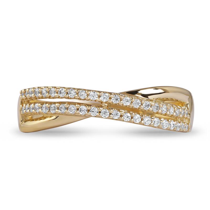1/5ct TDW Diamond Crossover Wedding Band in 10K Gold for Women