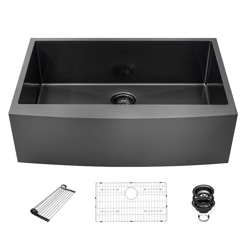 30 Inch Gunmetal Black Stainless Steel 16 gauge Kitchen Sink - 30 x 21